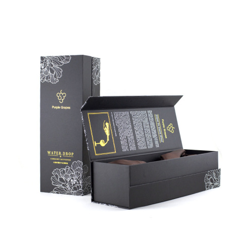 Botol Mewah Pemasangan Magnet Matte Black Wine Box