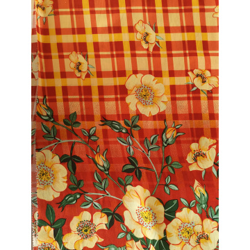 Check Flower Rayon Challis 32S Printing Fabric