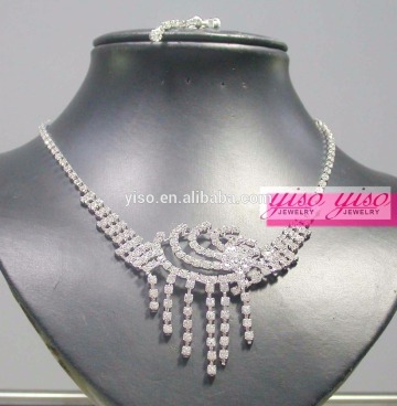 women's layered wedding rhinestone flower necklace