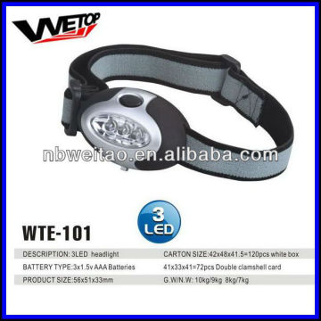 3pcs battery LED headlight
