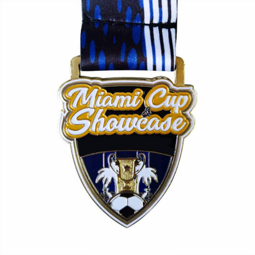 Medalha de esmalte de copo de futebol esportivo de design personalizado