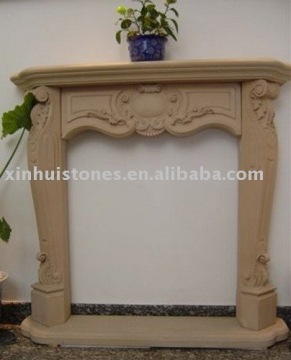yellow sandstone fireplace