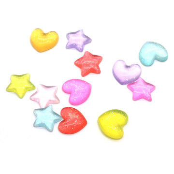 Colorido estrella corazón resina cabujón cuentas 100 piezas Diy llavero decoración niñas colgantes collar joyería adorno