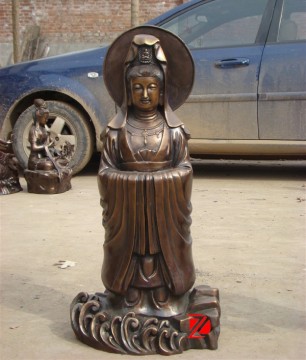 standing copper kuanyin buddha sculpture