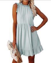 Women loose sleeveless ruffle dress