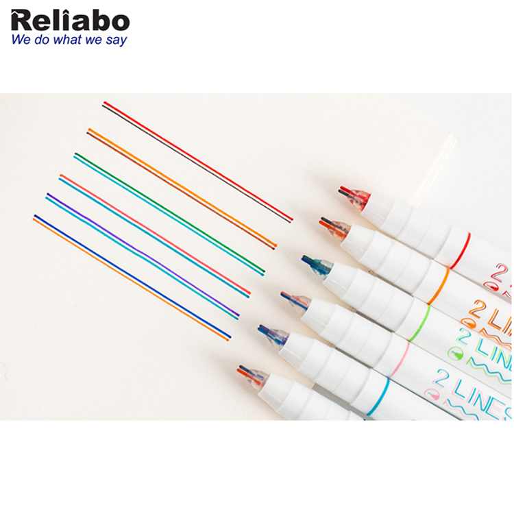 Multi-Function Cute Creative Double-Line Marked Stereo Color Maker Pen Escolar Papelaria