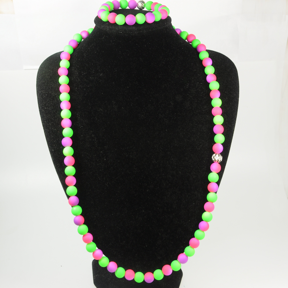 Purple And Green Beaded Jewelry Set