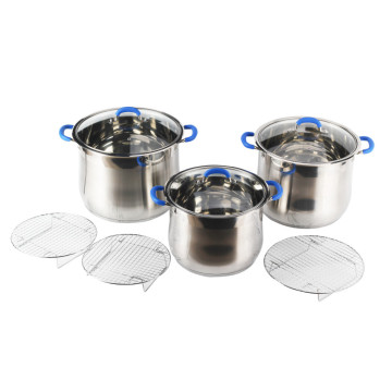 Stock Pot with Strainer and Transparent Glass Lid