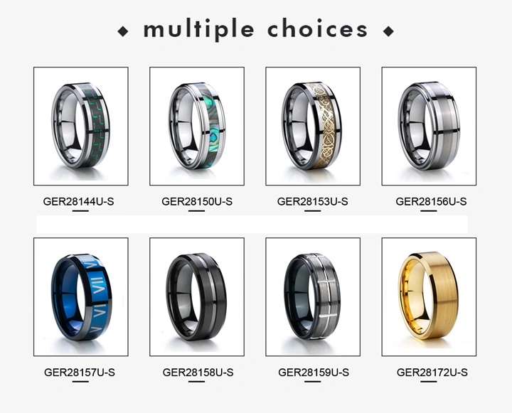 Fashion Comfortable Fit Polished Black and Rose Gold Tungsten Men's Ring
