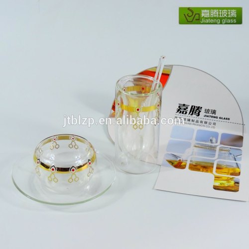 Unbreakable Borosilicate Drinking Custom Small Glass Tea Cups With Saucer