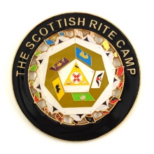 Scottish Rite Camp Emblem Gift: Metal Craft Masonic 3" Round Car Emblem