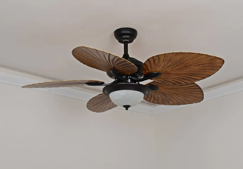 Retro Remote Control Ceiling Fan Lamp for Dining Room