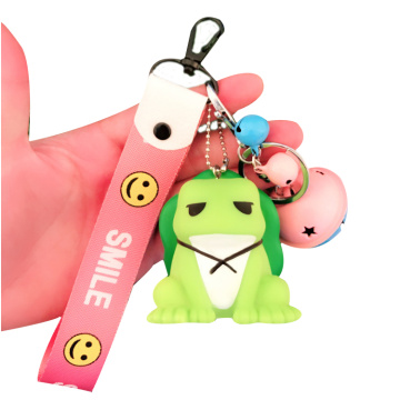 Tahan lama Silikon Kustom 3D Travel Frog Keychain Label