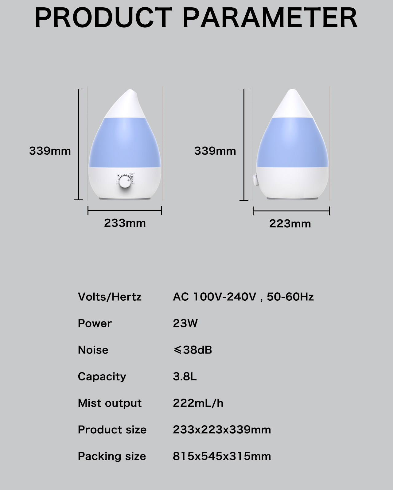 HTJ-2060 Humidifier specification HTJ-2060 Humidifier specification