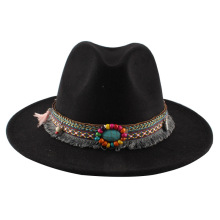 Adjustable Wide Brim Panama Fedora Hats: Unisex Felt Vintage Decorative Caps