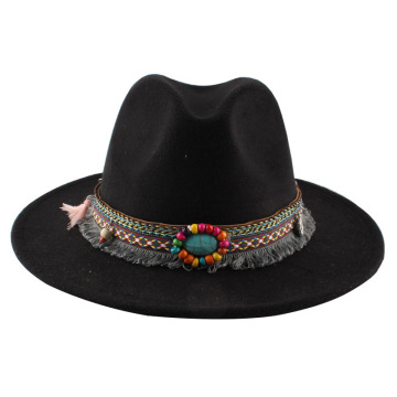 Adjustable Wide Brim Panama Fedora Hats: Unisex Felt Vintage Decorative Caps