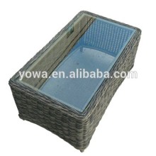 2015 outdoor rattan coffee table with glass