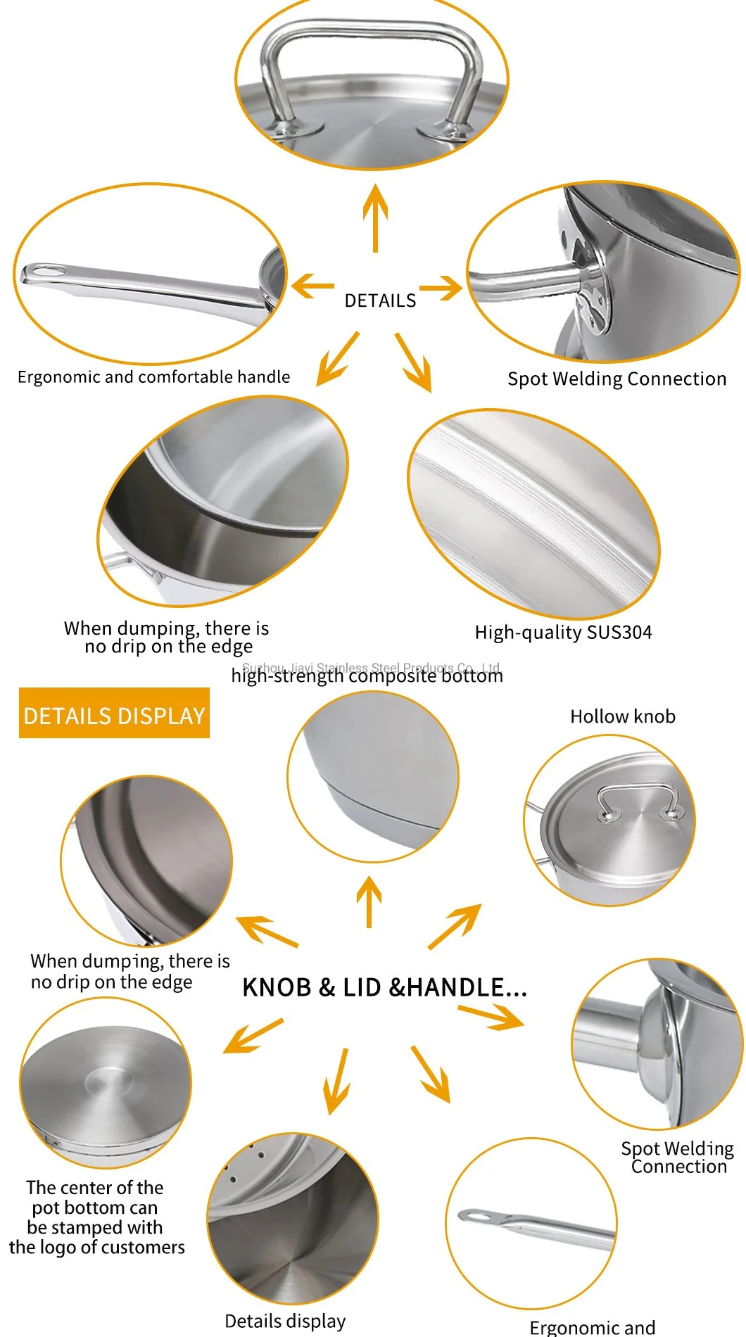 Gas Induction Cooker 30cm Non-Rusting Stainless Steel Nonstick Frying Woks with Lids Cover Metal