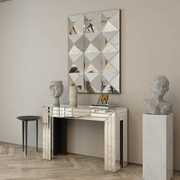 Custom Made Silver Mirrored Console Table Set