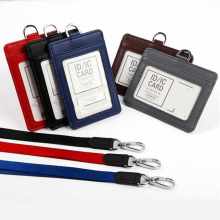 Factory Direct Genuine Leather Work Card Holder with Access Control Badge