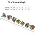 High Density Rainbow Cracked Glass DND Dice 7 Piece Polyhedral Dice Set for DND TTRPG, Crystal Crack Glass Designer Dice