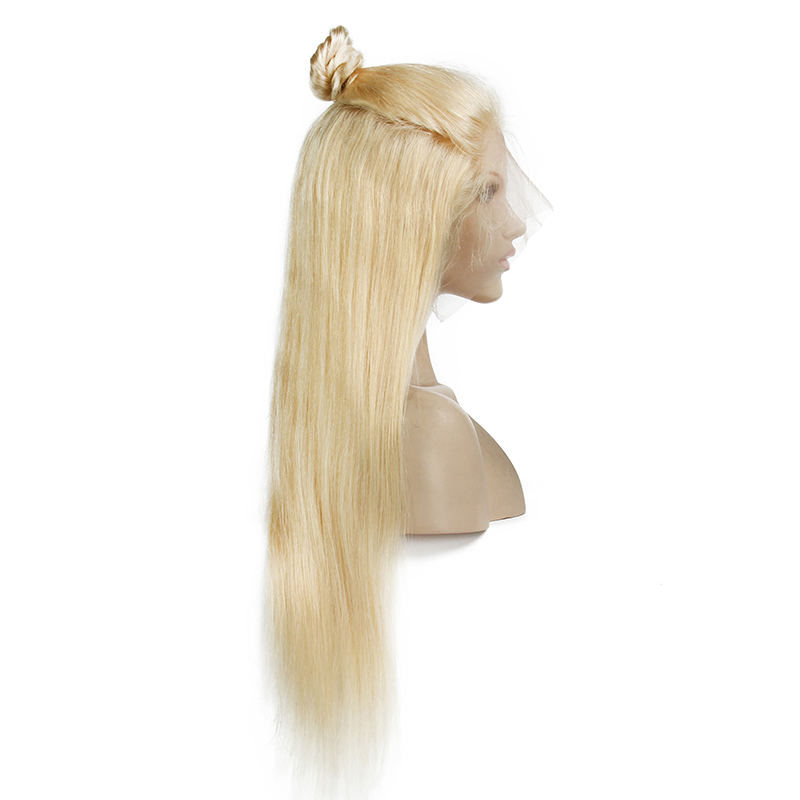 Cuticle Aligned Hair With Swiss Lace  Front Wigs, Color 613 Blonde Silky Straight Weave Hair Wigs