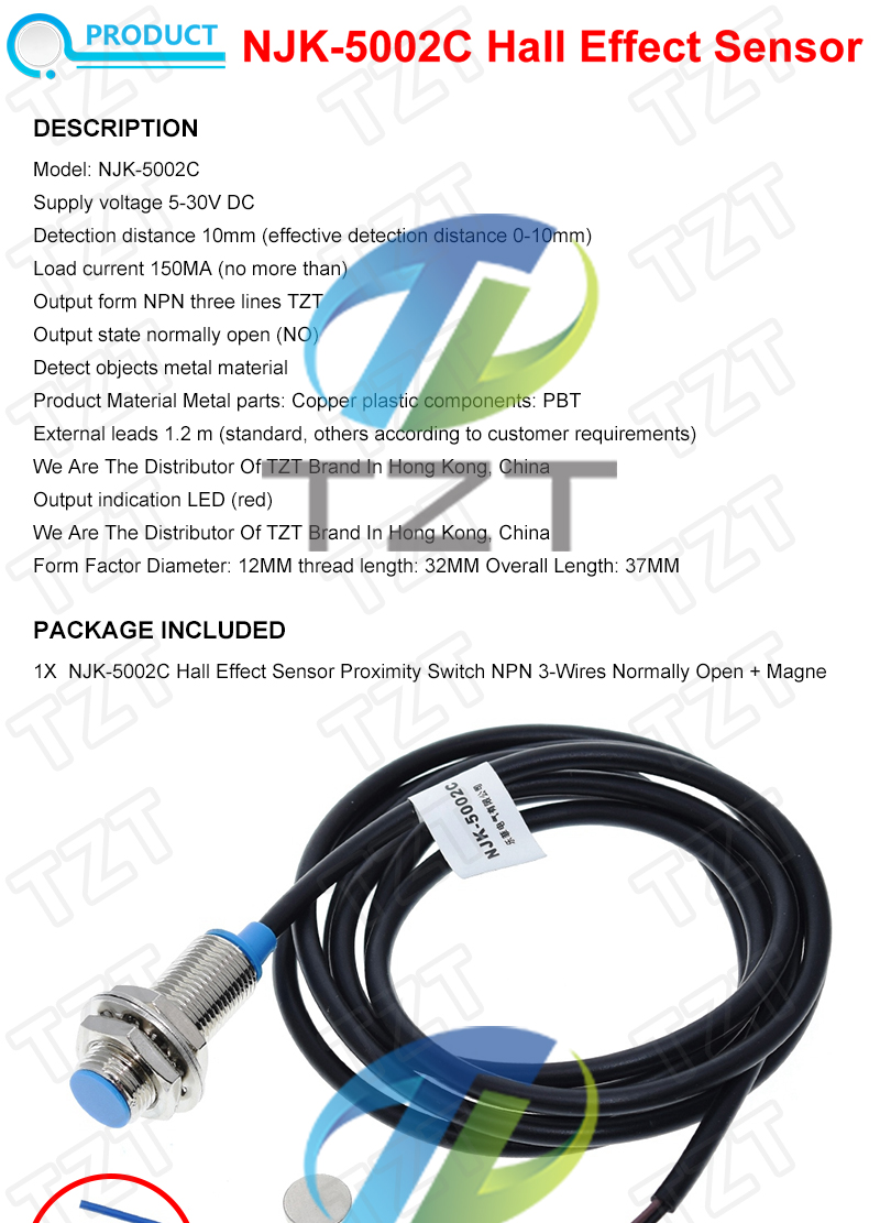 Hall Effect Sensor Proximity Switch Npn 3-wires Normally Open For ...