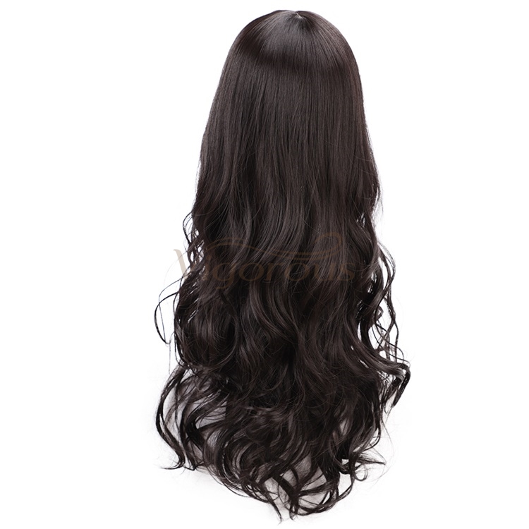 Vigorous Long Wavy Synthetic Middle Part Clip in Hair Topper New Style Hairpiece with Air Bangs for Black Women Hair Extension