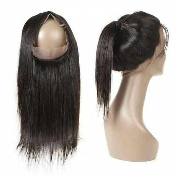 Indian Hair Brazilian 360 Degree Straight Front Full Swiss Lace Frontal Closure With Baby Hair