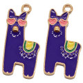 Cartoon Animal Alpaca Enamel Charms Pendants Lovely Cartoon Alpaca With Pink Heart Glasses for Earling κολιέ βραχιόλι DIY