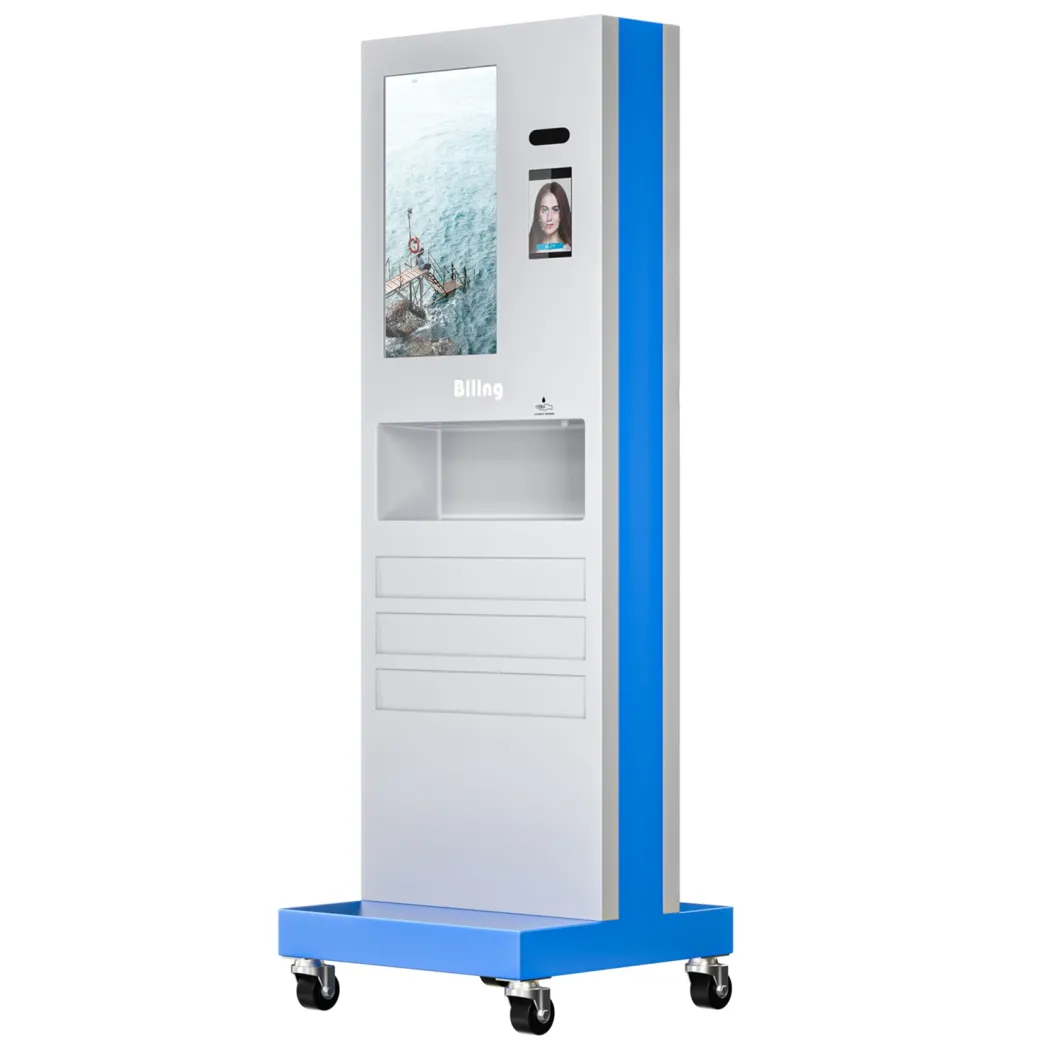 Face Recognition Terminal Temperature Measurement Kiosk with Touchless Hand Sanitizer Dispenser