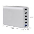 60W 6-port USB PD Jenis-C 3.0 Wall Charger