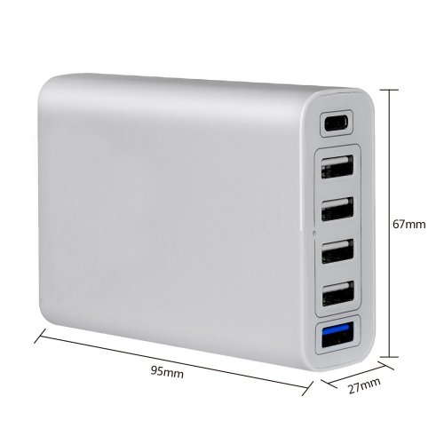 60W 6-port USB PD Type-C 3.0 Wall Charger