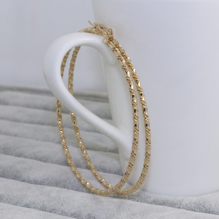 8cm big hoop twisted gold plated hoops cooper material stylish earrings women hoops