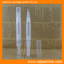 transparent twist up lip gloss pen with brush