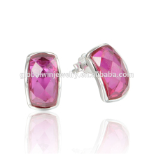 Trendy Silver Earring 925 Sterling Silver Pink Zircon Stud Earring Globalwin FE370