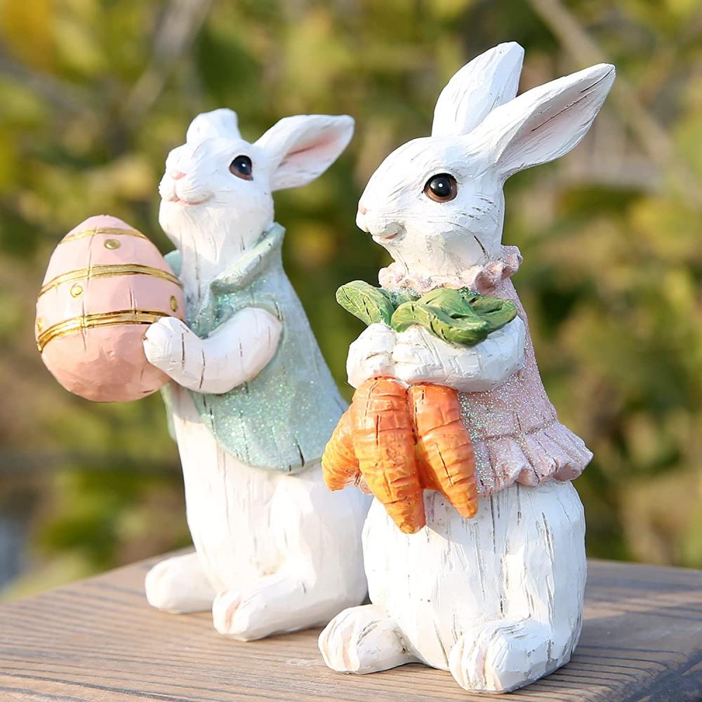 Figurine del coniglio (coniglio bianco di Pasqua 2pcs)