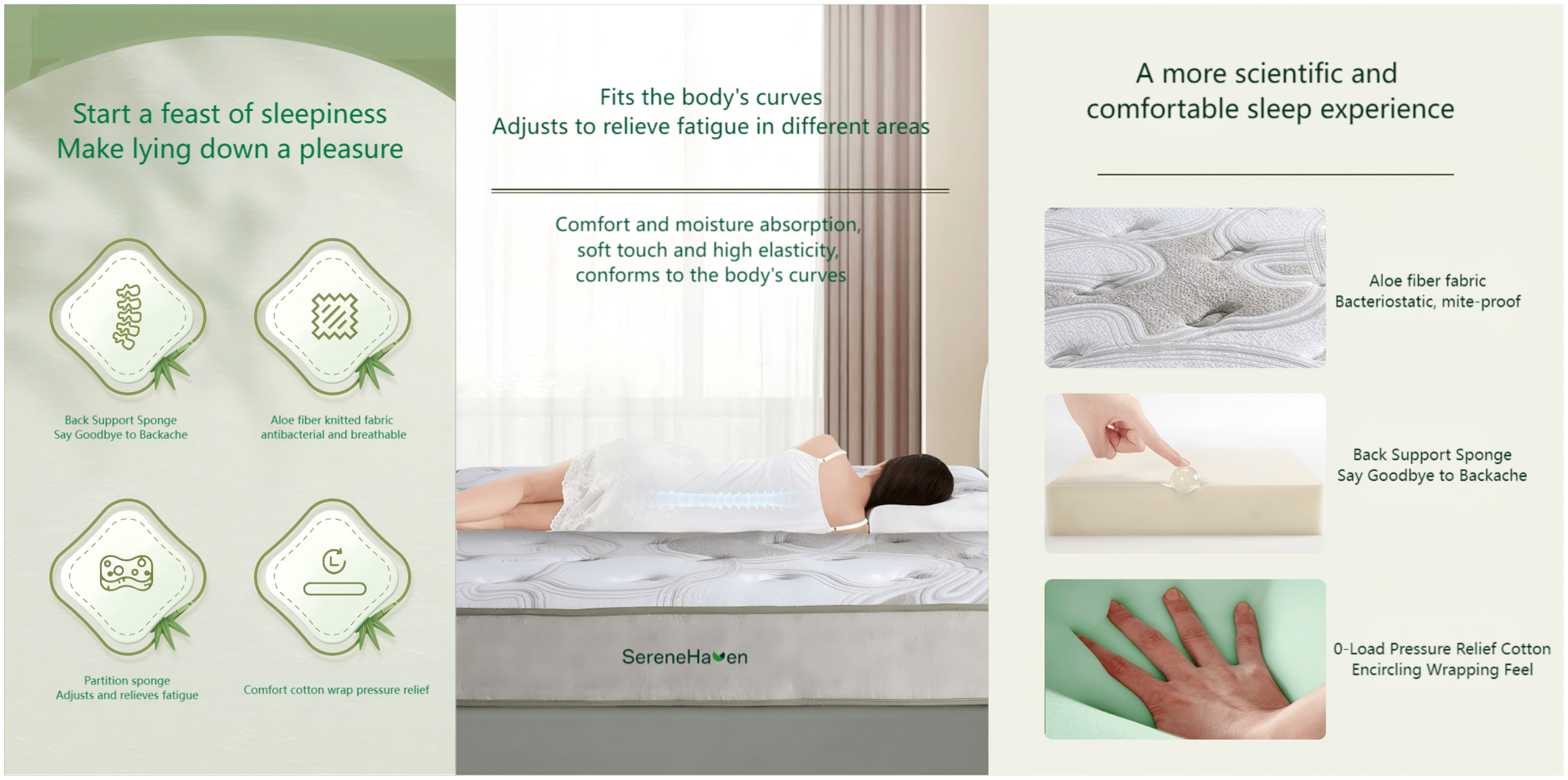 Materasso sponge in tessuto in fibra di aloe (1) Aloe fiber fabric sponge mattress (1)