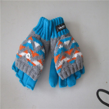 men's Knitted Jacquard Flip Top Gloves