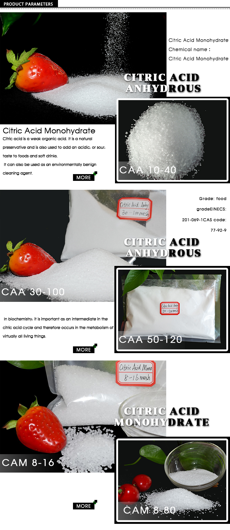 citric acid as food product sweetener food grade chemicals