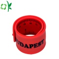 Red Slap Bracelet Silicone Printed Wriststrap with Ruler