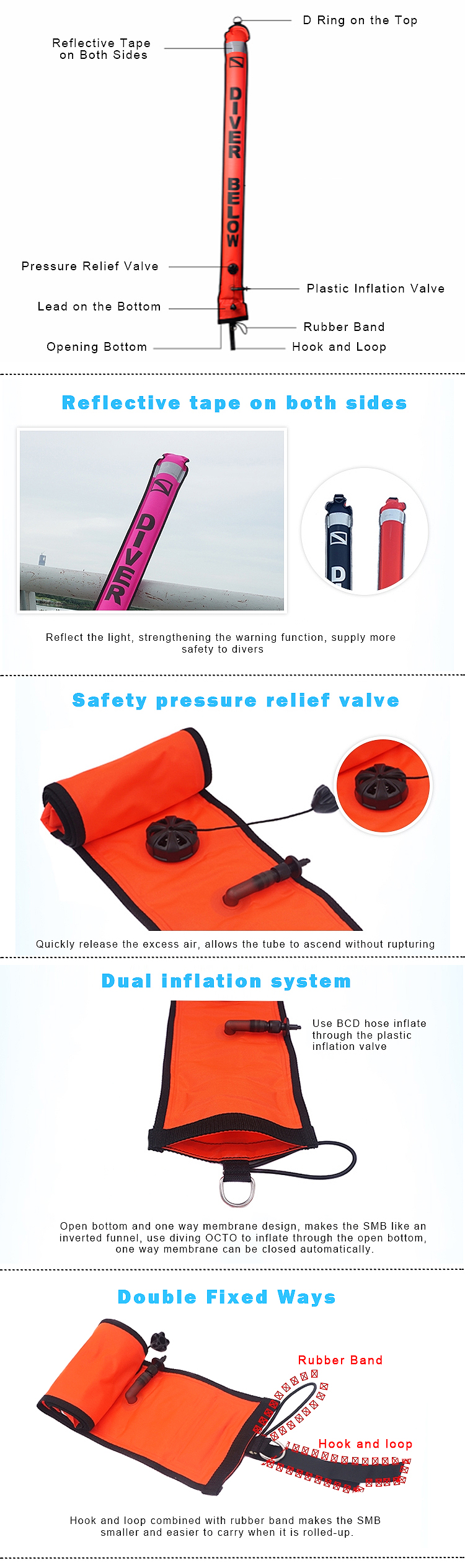 Chinese Factory OEM Diving equipment, SMB Inflatable Surface Marker Buoy/