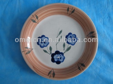 10.5"hand printed stoneware plates,stoneware dinner plates