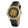 Gold Alloy Case Leather Japan Movement Watch