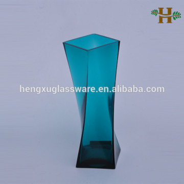 Handmade Clear Twisted Square Glass Vase