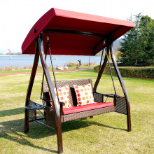 Modern Outdoor Rattan Swing Rocking Chair PE Metal