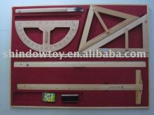 wood meter ruler, triangle ruler; compass,protractor