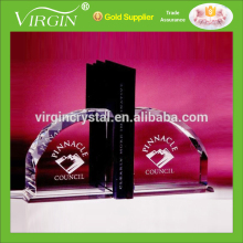 Logo custom engraved crystal book end/ crystal book holder for Man Birthday gift