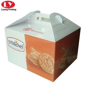 Caja de envasado de galletas de papel corrugado con mango