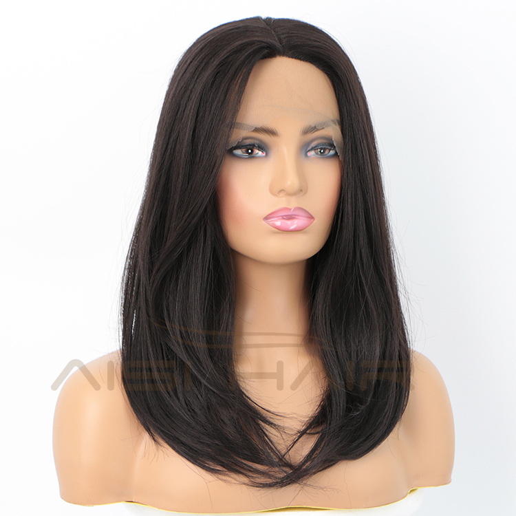 Aisi Hair Medium Long Natural Straight Wig Natural Wave Swiss Lace Wig Cheap Synthetic Lace Frontal Hair Wigs For Black Women